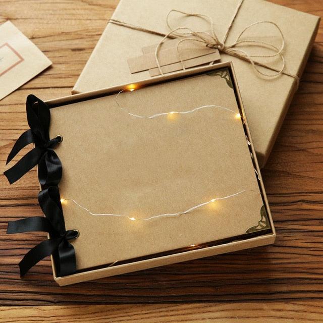 DIY Photo Albums Wedding Photo Scrapbook 20Pages Cover Self Adhesive Scrapbook Album Case Binding Hardcover Craft Blank Black Page Wedding and Anniversary Family Photo Album